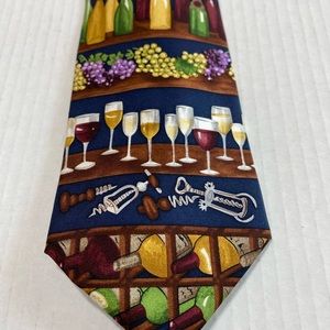 Silk Wine Glasses ‘Wine Cellar’ Tie Restaurant or Bartender 58”